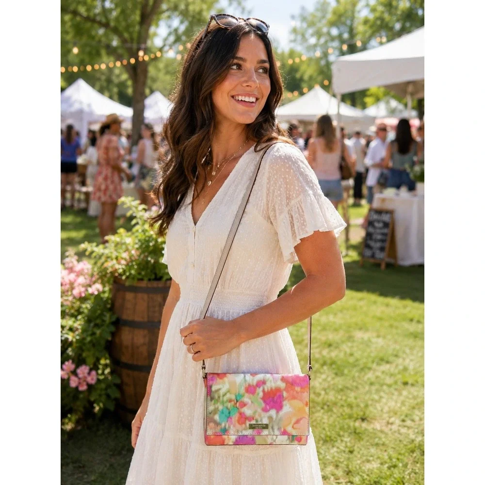 Kate Spade Bag Grant Street Sally Crossbody Pink Pastel Watercolor Floral Small